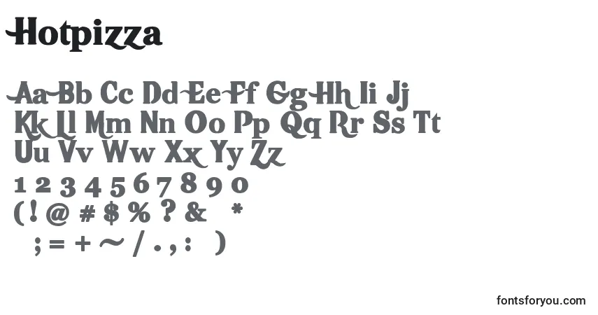 Czcionka Hotpizza – alfabet, cyfry, specjalne znaki