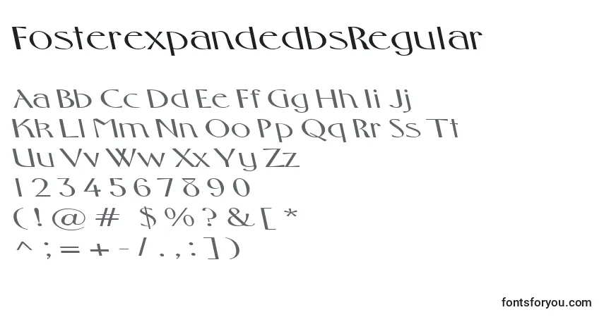 Czcionka FosterexpandedbsRegular – alfabet, cyfry, specjalne znaki