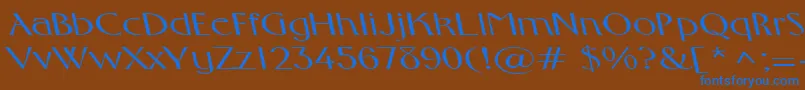フォントFosterexpandedbsRegular – 茶色の背景に青い文字
