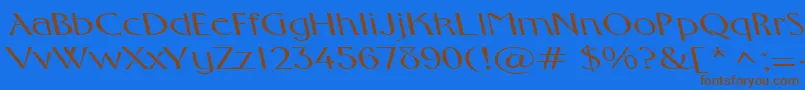FosterexpandedbsRegular-Schriftart – Braune Schriften auf blauem Hintergrund