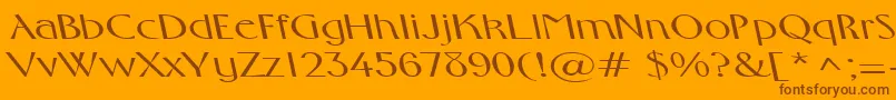 FosterexpandedbsRegular-Schriftart – Braune Schriften auf orangefarbenem Hintergrund