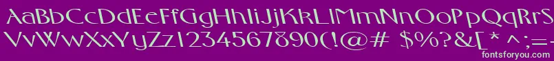フォントFosterexpandedbsRegular – 紫の背景に緑のフォント