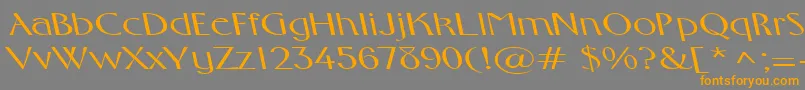 フォントFosterexpandedbsRegular – オレンジの文字は灰色の背景にあります。