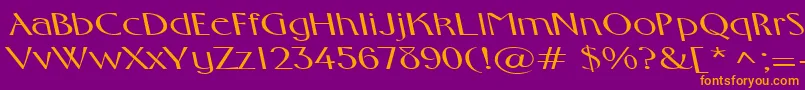 FosterexpandedbsRegular-fontti – oranssit fontit violetilla taustalla