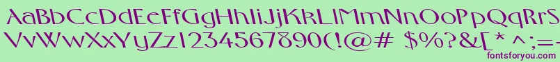 FosterexpandedbsRegular-Schriftart – Violette Schriften auf grünem Hintergrund