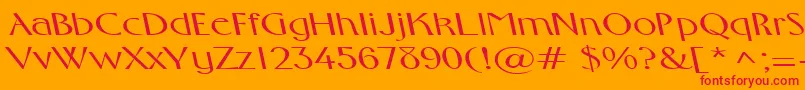 FosterexpandedbsRegular-Schriftart – Rote Schriften auf orangefarbenem Hintergrund