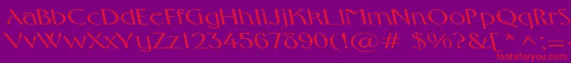 フォントFosterexpandedbsRegular – 紫の背景に赤い文字
