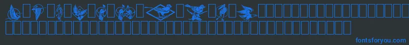 Fabel2-Schriftart – Blaue Schriften auf schwarzem Hintergrund