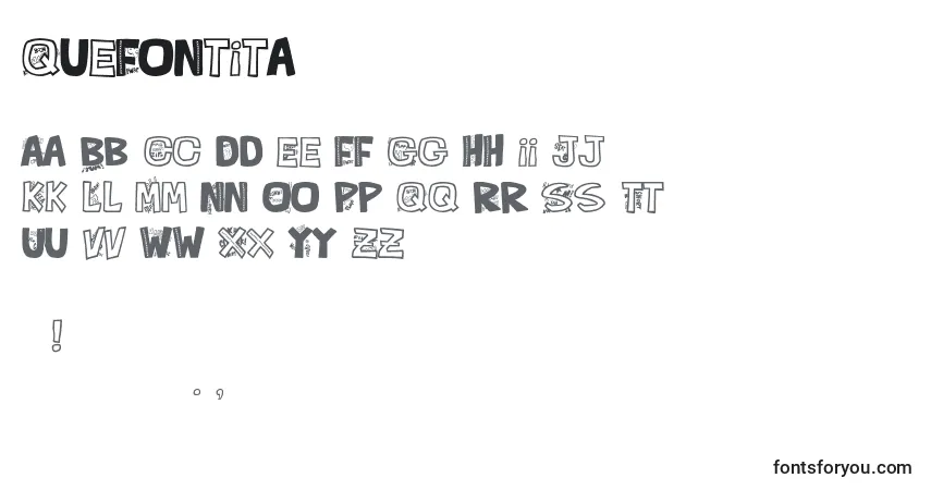 Czcionka QueFontita21 – alfabet, cyfry, specjalne znaki
