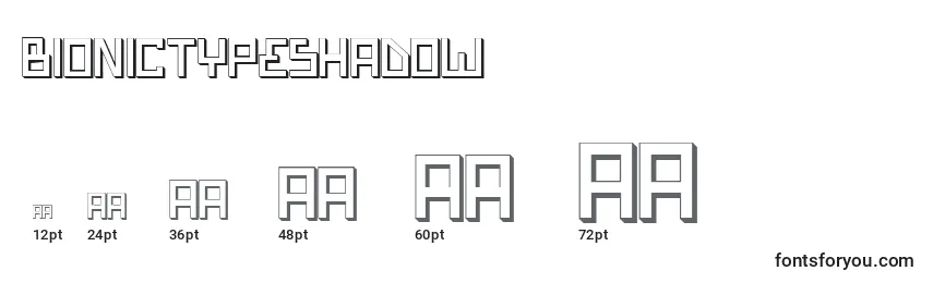 BionicTypeShadow Font Sizes
