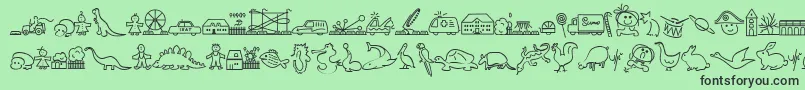 Więcej informacji o czcionce LokinderdingsbumsLinks Czcionka LokinderdingsbumsLinks – czarne czcionki na zielonym tle