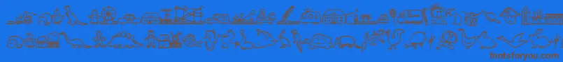 LokinderdingsbumsLinks-Schriftart – Braune Schriften auf blauem Hintergrund