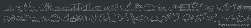 LokinderdingsbumsLinks-Schriftart – Graue Schriften auf schwarzem Hintergrund
