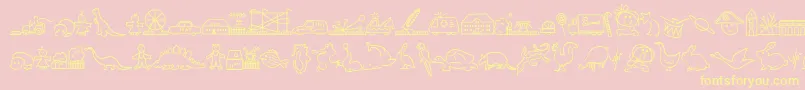 LokinderdingsbumsLinks-Schriftart – Gelbe Schriften auf rosa Hintergrund