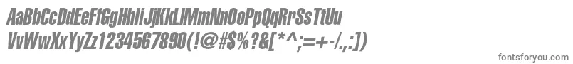 フォントAglettericaextracompressedcItalic – 白い背景に灰色の文字