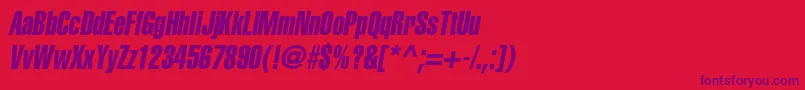 AglettericaextracompressedcItalic Font – Purple Fonts on Red Background