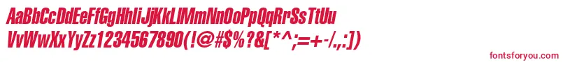 AglettericaextracompressedcItalic Font – Red Fonts on White Background
