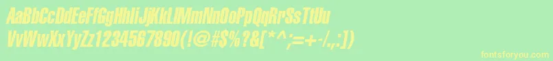 AglettericaextracompressedcItalic Font – Yellow Fonts on Green Background