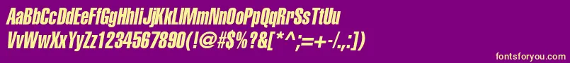 AglettericaextracompressedcItalic Font – Yellow Fonts on Purple Background