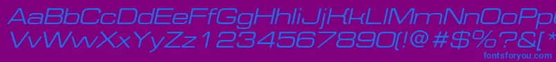 EurofontextendedcItalic Font – Blue Fonts on Purple Background