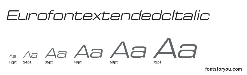 Размеры шрифта EurofontextendedcItalic