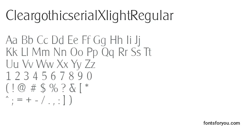 Czcionka CleargothicserialXlightRegular – alfabet, cyfry, specjalne znaki
