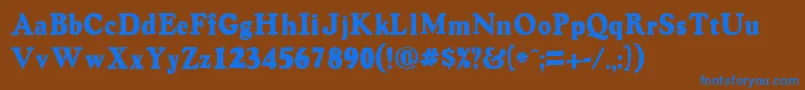 VintagesskRegular-Schriftart – Blaue Schriften auf braunem Hintergrund