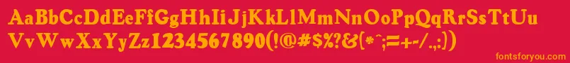 フォントVintagesskRegular – 赤い背景にオレンジの文字