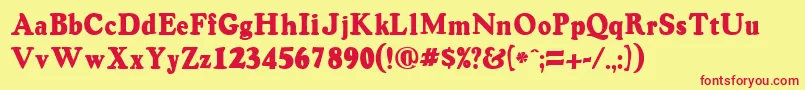 フォントVintagesskRegular – 赤い文字の黄色い背景