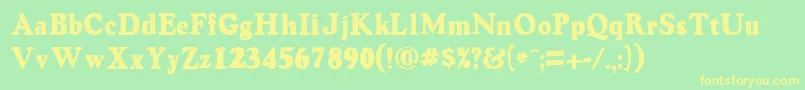フォントVintagesskRegular – 黄色の文字が緑の背景にあります
