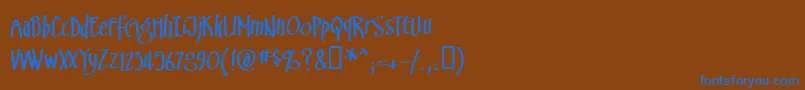 フォントSwinsbrg – 茶色の背景に青い文字