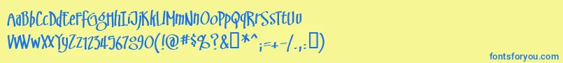 フォントSwinsbrg – 青い文字が黄色の背景にあります。