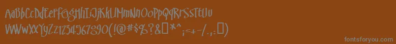Swinsbrg-fontti – harmaat kirjasimet ruskealla taustalla