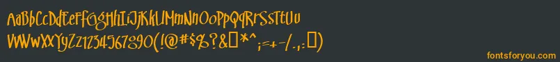Swinsbrg-Schriftart – Orangefarbene Schriften auf schwarzem Hintergrund