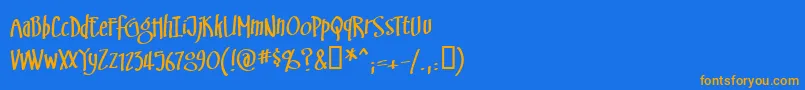 フォントSwinsbrg – オレンジ色の文字が青い背景にあります。