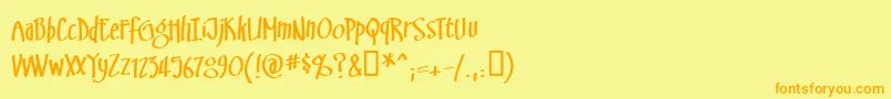 Swinsbrg-Schriftart – Orangefarbene Schriften auf gelbem Hintergrund