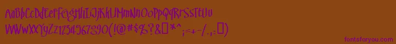 Swinsbrg-Schriftart – Violette Schriften auf braunem Hintergrund