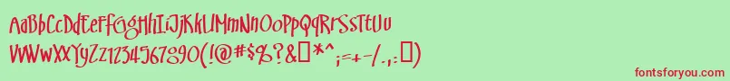 フォントSwinsbrg – 赤い文字の緑の背景