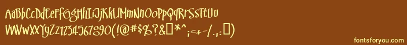 Swinsbrg-fontti – keltaiset fontit ruskealla taustalla