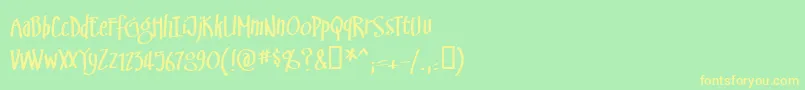 フォントSwinsbrg – 黄色の文字が緑の背景にあります