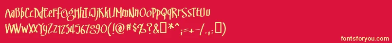 Swinsbrg-Schriftart – Gelbe Schriften auf rotem Hintergrund