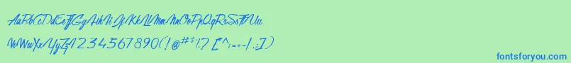 GentlemanOnTheRainbow Font – Blue Fonts on Green Background
