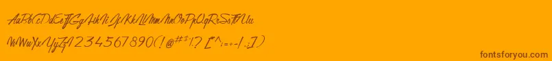 Fonte GentlemanOnTheRainbow – fontes marrons em um fundo laranja