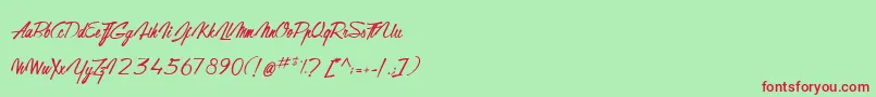 GentlemanOnTheRainbow Font – Red Fonts on Green Background