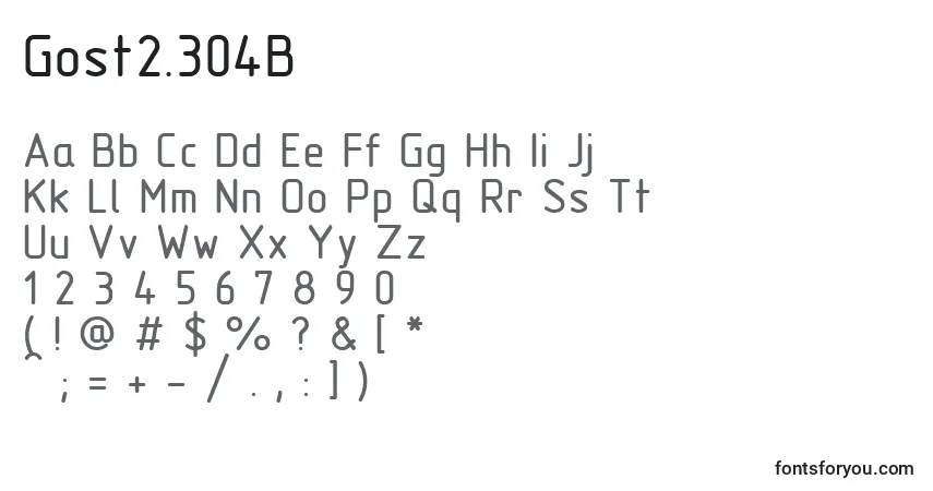 A fonte Gost2.304B – alfabeto, números, caracteres especiais