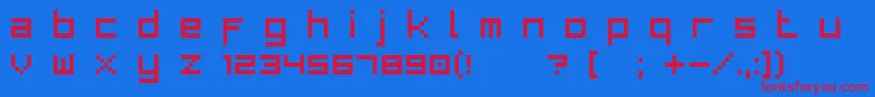 Bitlow-Schriftart – Rote Schriften auf blauem Hintergrund