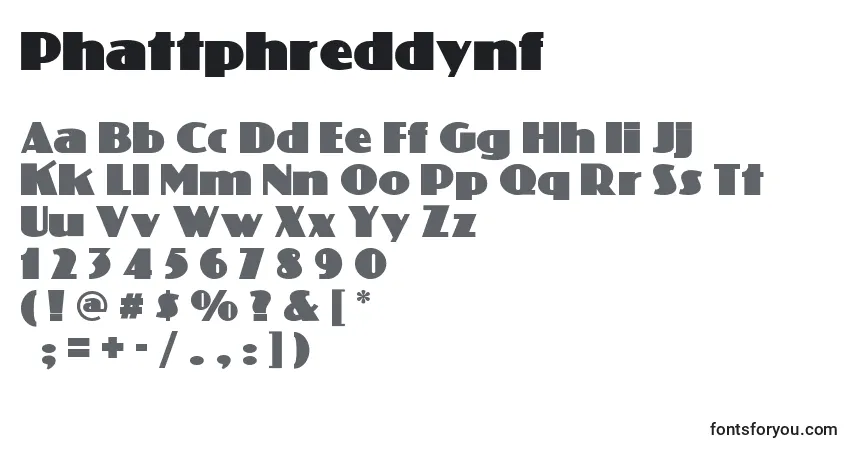 A fonte Phattphreddynf – alfabeto, números, caracteres especiais