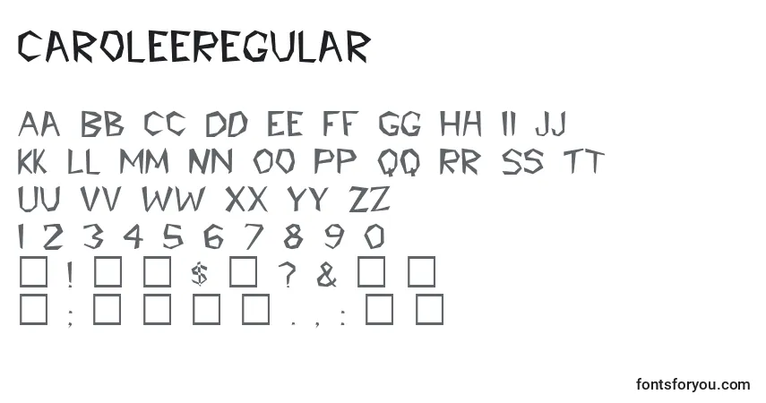 A fonte CaroleeRegular – alfabeto, números, caracteres especiais