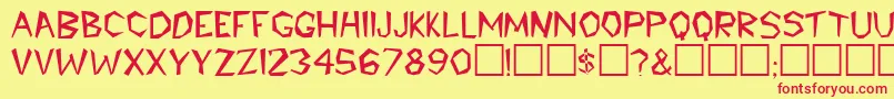 CaroleeRegular Font – Red Fonts on Yellow Background