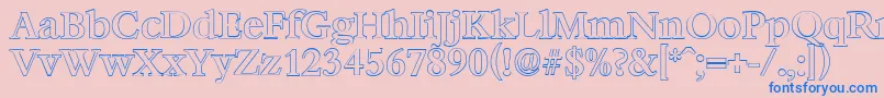 BernsteinoutlineMediumRegular-Schriftart – Blaue Schriften auf rosa Hintergrund